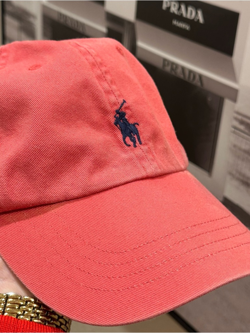 Polo Ralph Lauren Light Red Baseball Cap with Navy Pony - Picture 8 of 8